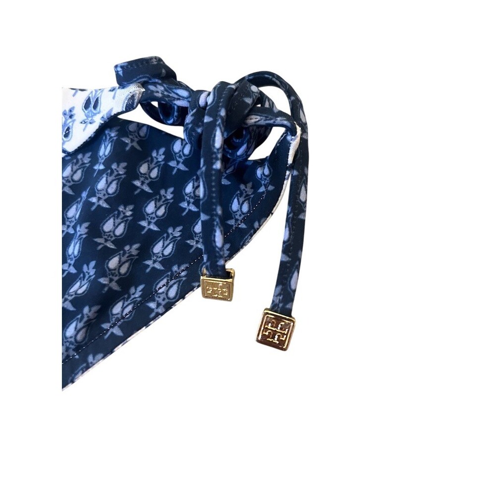 Tory Burch Bikini Bottom Womens Size L Navy White Floral Reversible - Picture 4 of 6